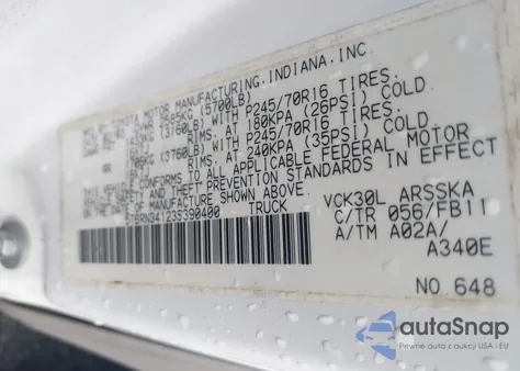 2003 Toyota Tundra Sr5 из США, поврежденный, VIN 5TBRN34123S390400